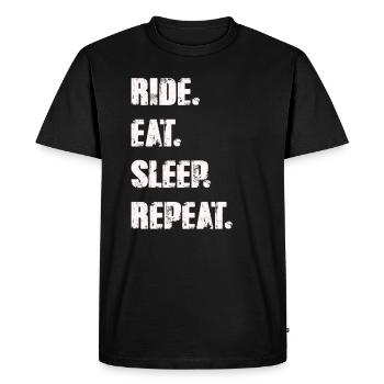 Ride manger dormir répéter les dictons équestres - T-shirt Premium bio Homme - noir - Devant - Nico (187cm)