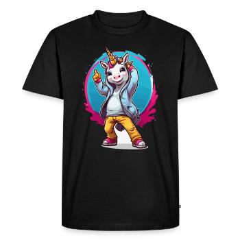Licorne juvénile avec sweat à capuche - T-shirt Premium bio Homme - noir - Devant - Nico (187cm)