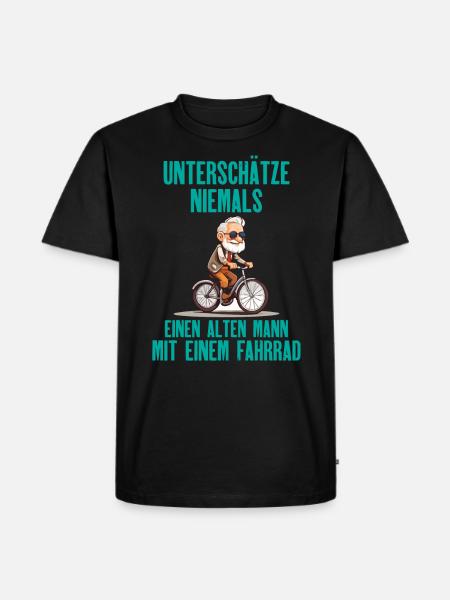 Fahrrad - Alten Mann - Männer Premium Bio T-Shirt - Schwarz
