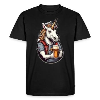Cool unicorn with beer in hand - Men's Premium Organic T-Shirt - black - Front - Nico (187cm)