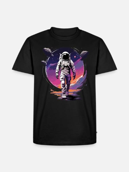 Astronaut Dämmerung Spaziergang - Männer Premium Bio T-Shirt - Schwarz