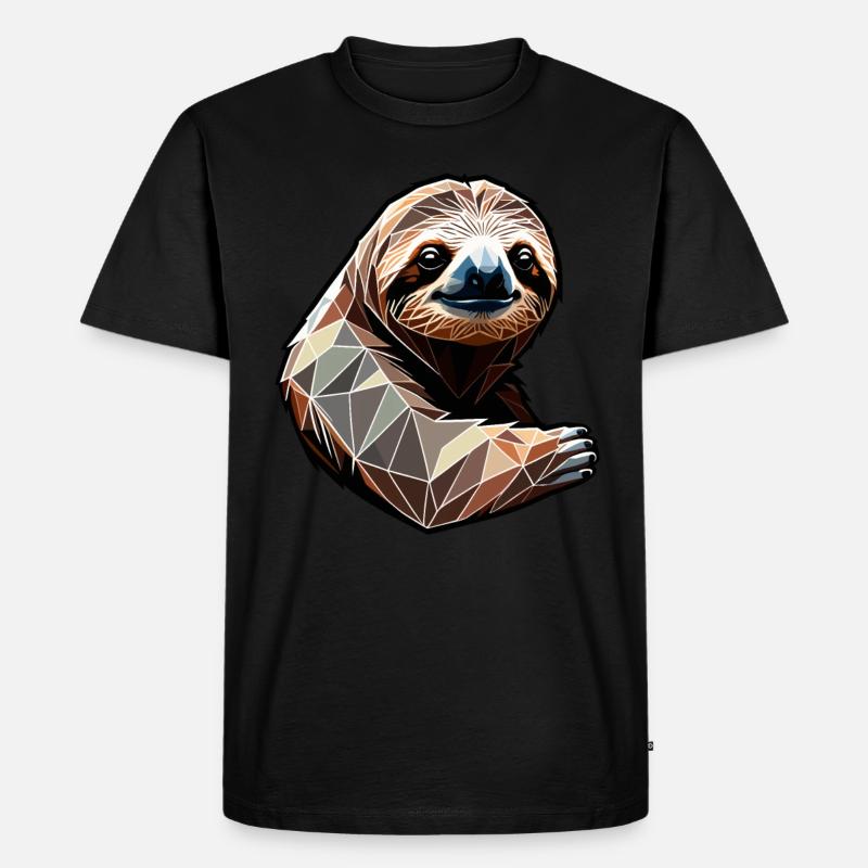 Faultier Polygon Sloth - Männer Premium Bio T-Shirt - Schwarz