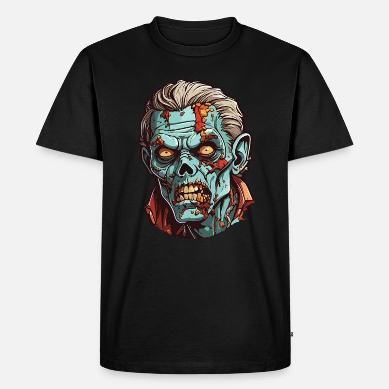 Zombie Kopf - Männer Premium Bio T-Shirt - Schwarz