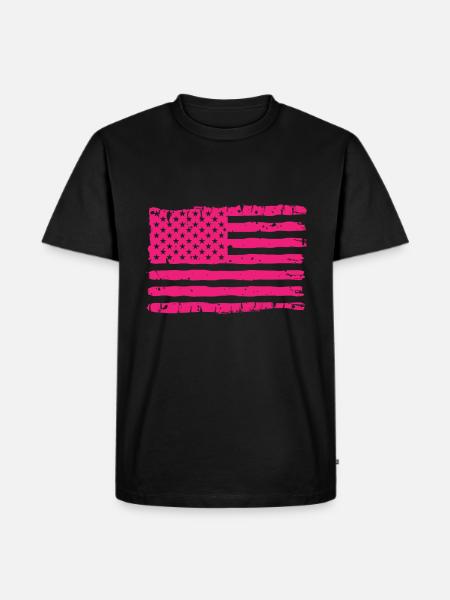 USA Flagge Pink - Männer Premium Bio T-Shirt - Schwarz