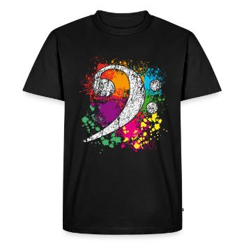 Bass Clef - Bassschlüssel - Farbkleckse - Männer Premium Bio T-Shirt - Schwarz - Vorne - Nico (187cm)