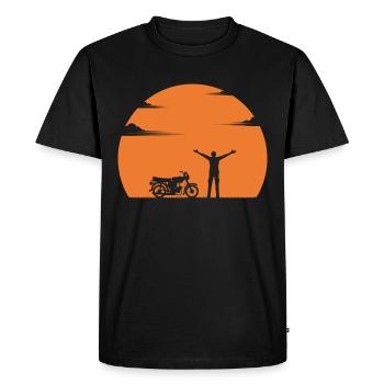 Sonnenuntergang (Freude-Edition) - Männer Premium Bio T-Shirt - Schwarz - Vorne - Nico (187cm)