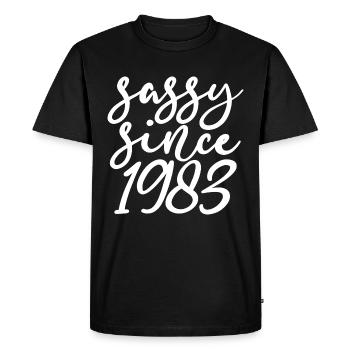 Sassy depuis 1983, cadeau 40e anniversaire 40 ans - T-shirt Premium bio Homme - noir - Devant - Nico (187cm)