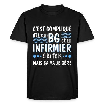 Infirmier homme cadeau infirmiers professionnel - T-shirt Premium bio Homme - noir - Devant - Nico (187cm)