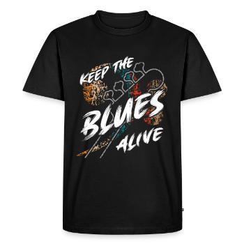Le blues est vivant Gardez le blues vivant - T-shirt Premium bio Homme - noir - Devant - Nico (187cm)