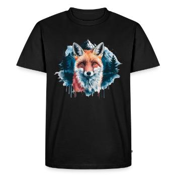 Fox, Watercolor, Forest, Foxes, Nature, Red Fox - Men's Premium Organic T-Shirt - black - Front - Nico (187cm)