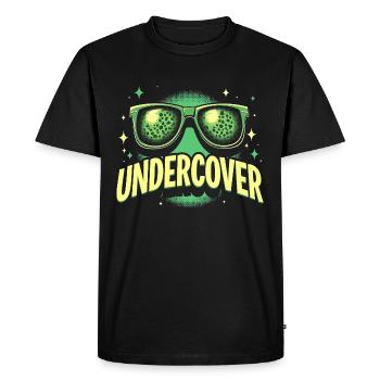 Lunettes de soleil drôles et costume de discours infiltré - T-shirt Premium bio Homme - noir - Devant - Nico (187cm)