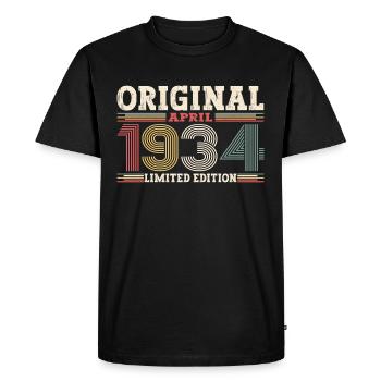 90e anniversaire hommes Original avril Vintage 1934 - T-shirt Premium bio Homme - noir - Devant - Nico (187cm)