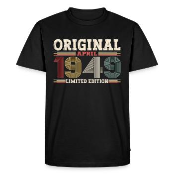75. Geburtstag Original April Jahrgang 1949 - Männer Premium Bio T-Shirt - Schwarz - Vorne - Nico (187cm)