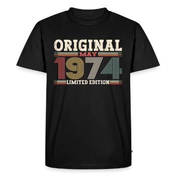 Original mai 1974 Vintage 1974 anniversaire 1974 - T-shirt Premium bio Homme - noir - Devant - Nico (187cm)