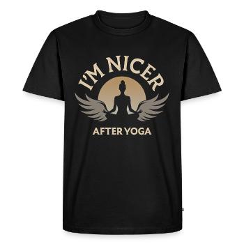 Drôle Yoga Méditation Chakra Jeu de mots - T-shirt Premium bio Homme - noir - Devant - Nico (187cm)