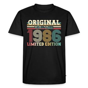 37e anniversaire Original juin 1986 Né en 1986 - T-shirt Premium bio Homme - noir - Devant - Nico (187cm)