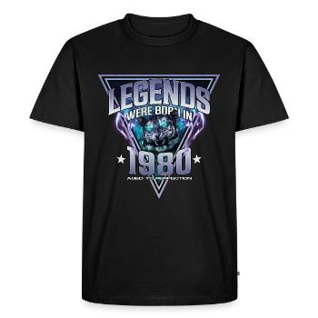 Des légendes sont nées en 1980 - T-shirt Premium bio Homme - noir - Devant - Nico (187cm)