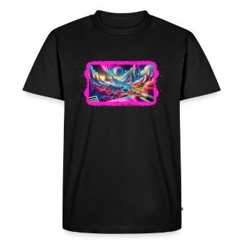 Monde 3D futuriste - Motif d’art 3D surréaliste - T-shirt Premium bio Homme - noir - Devant - Nico (187cm)