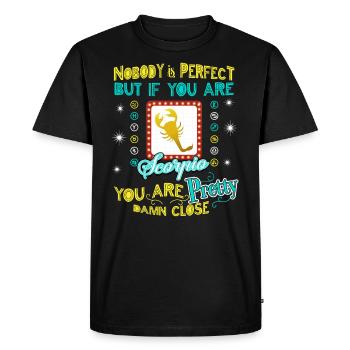 Retro Nobody is Perfect but if you are Scorpio - Men's Premium Organic T-Shirt - black - Front - Nico (187cm)