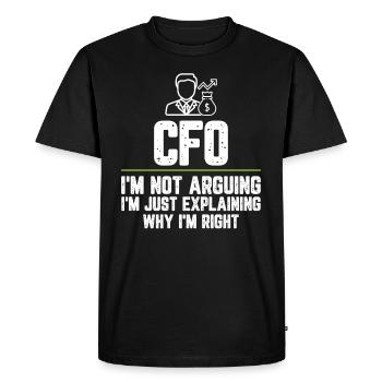 Directeur financier Je ne dis pas, je ne fais qu'expliquer pourquoi - T-shirt Premium bio Homme - noir - Devant - Nico (187cm)