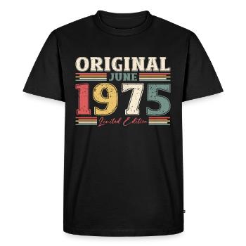 Original Juin 1975 Millésime 1975 Anniversaire 1975 - T-shirt Premium bio Homme - noir - Devant - Nico (187cm)