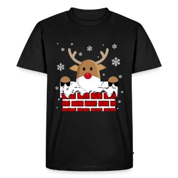 Rudolph dans la cheminée - T-shirt Premium bio Homme - noir - Devant - Nico (187cm)
