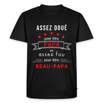 Papa beau-papa humour - T-shirt Premium bio Homme - noir - Devant - Nico (187cm)