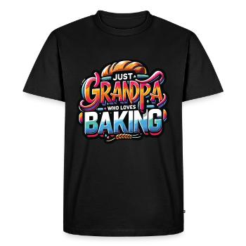 Papi est boulanger, notre papy aime cuisiner - T-shirt Premium bio Homme - noir - Devant - Nico (187cm)