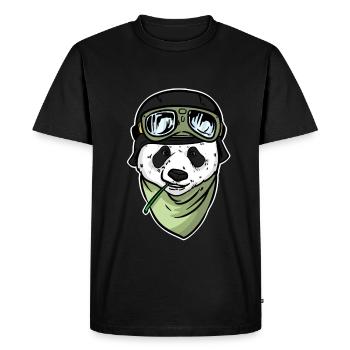 Pilote Ours Panda Aviateur Panda pour pilotes - T-shirt Premium bio Homme - noir - Devant - Nico (187cm)