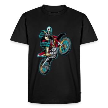 Motif Skull Skeleton Bones Motorcross Bike - T-shirt Premium bio Homme - noir - Devant - Nico (187cm)