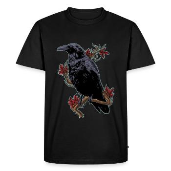 Raven crow bird black bird of prey autumn motif - Men's Premium Organic T-Shirt - black - Front - Nico (187cm)