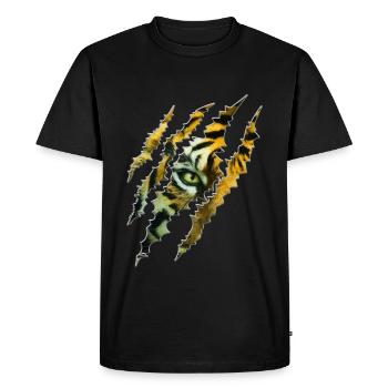 Tigre oeil Griffe Chat Chat Lion Félin - T-shirt Premium bio Homme - noir - Devant - Nico (187cm)