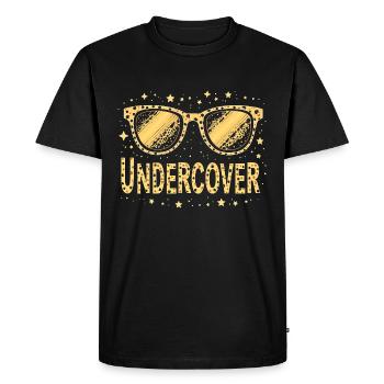 Lunettes de soleil drôles et costume de discours infiltré - T-shirt Premium bio Homme - noir - Devant - Nico (187cm)