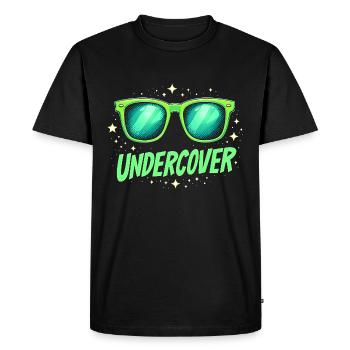 Lunettes de soleil drôles et costume de discours infiltré - T-shirt Premium bio Homme - noir - Devant - Nico (187cm)
