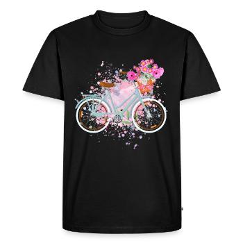 Floral Flowers Women's Wheel Bicycle Women - Men's Premium Organic T-Shirt - black - Front - Nico (187cm)