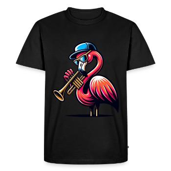 Cool trompette flamant rose avec chapeau - T-shirt Premium bio Homme - noir - Devant - Nico (187cm)