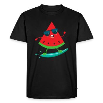 Watermelon Surf Melon Summer Fruit Design - Men's Premium Organic T-Shirt - black - Front - Nico (187cm)