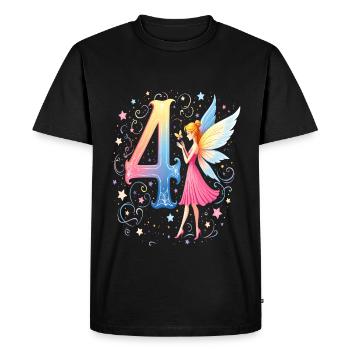 Douce Fée 4ème Anniversaire pour les filles - T-shirt Premium bio Homme - noir - Devant - Nico (187cm)