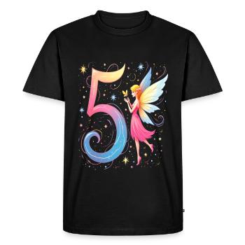 Douce Fée 5ème Anniversaire pour les filles - T-shirt Premium bio Homme - noir - Devant - Nico (187cm)
