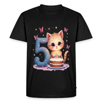 chaton mignon fille d’anniversaire 5 ans - T-shirt Premium bio Homme - noir - Devant - Nico (187cm)