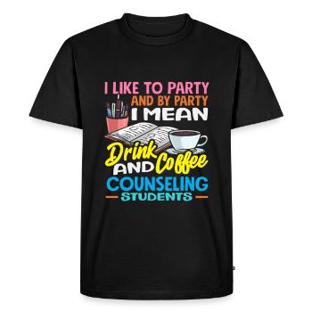 J’aime faire la fête, boire, prendre un café, conseiller scolaire - T-shirt Premium bio Homme - noir - Devant - Nico (187cm)