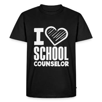 J’aime le motif du cœur du conseiller d’école - T-shirt Premium bio Homme - noir - Devant - Nico (187cm)