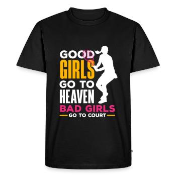 Tennis Players: Good Girls Sky, Bad - Men's Premium Organic T-Shirt - black - Front - Nico (187cm)