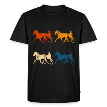 Trotter courses de trot dans un style rétro ou vintage - T-shirt Premium bio Homme - noir - Devant - Nico (187cm)