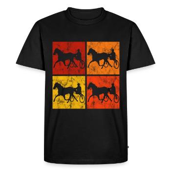 Trotter courses de trot dans un style rétro ou vintage - T-shirt Premium bio Homme - noir - Devant - Nico (187cm)