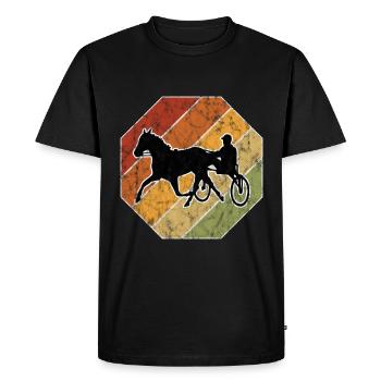 Trotter courses de trot dans un style rétro ou vintage - T-shirt Premium bio Homme - noir - Devant - Nico (187cm)