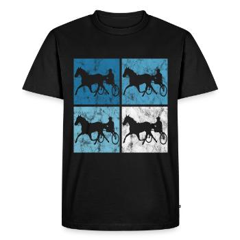 Trotter courses de trot dans un style rétro ou vintage - T-shirt Premium bio Homme - noir - Devant - Nico (187cm)