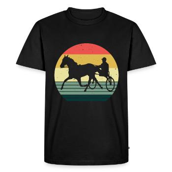 Trotter courses de trot dans un style rétro ou vintage - T-shirt Premium bio Homme - noir - Devant - Nico (187cm)