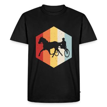 Trotter courses de trot dans un style rétro ou vintage - T-shirt Premium bio Homme - noir - Devant - Nico (187cm)