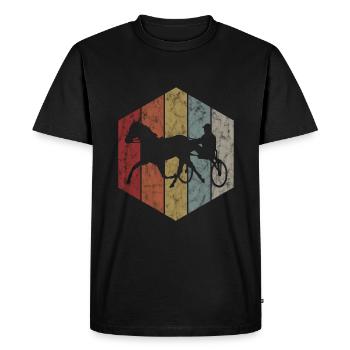 Trotter courses de trot dans un style rétro ou vintage - T-shirt Premium bio Homme - noir - Devant - Nico (187cm)